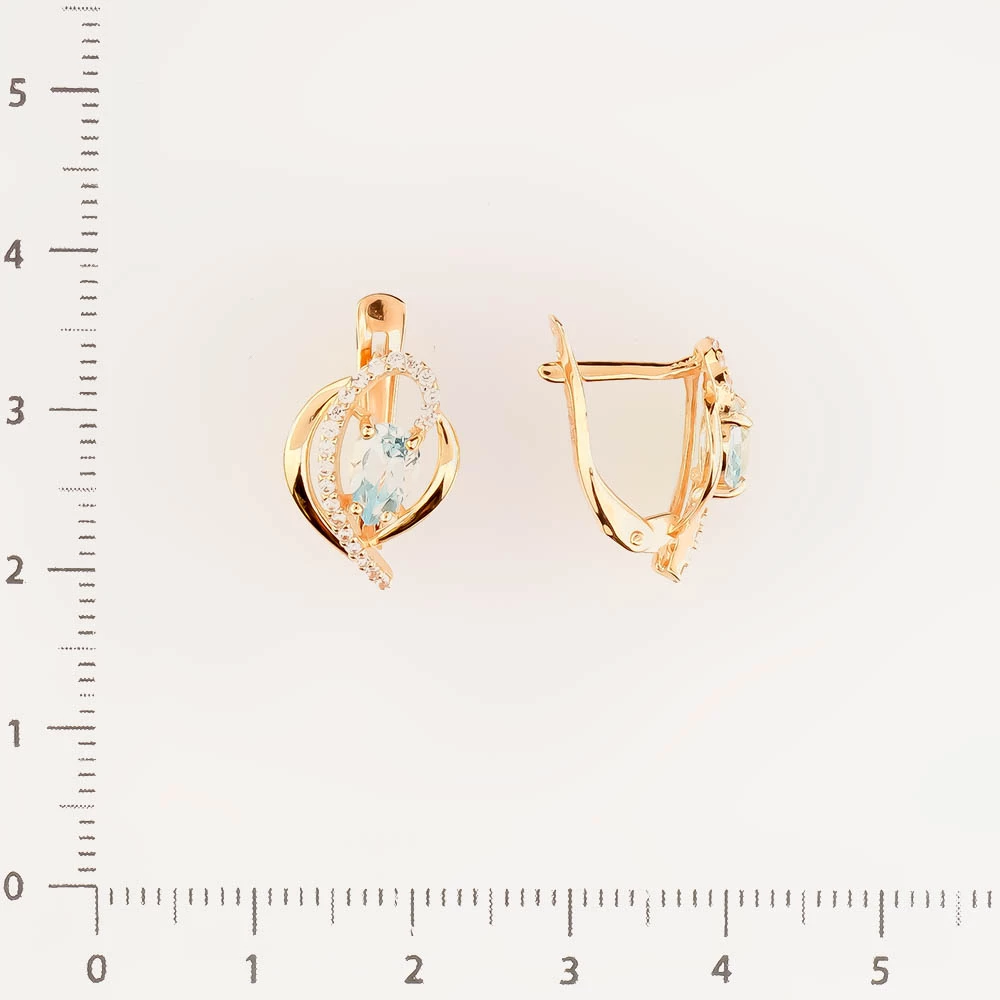 Серьги с топазом из красного золота 585 пробы