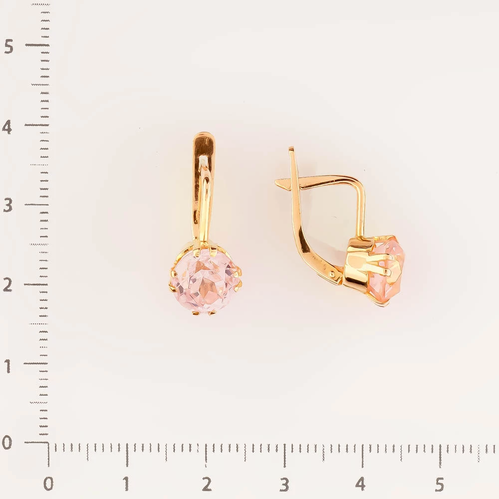 Серьги с фианитом из красного золота 583 пробы