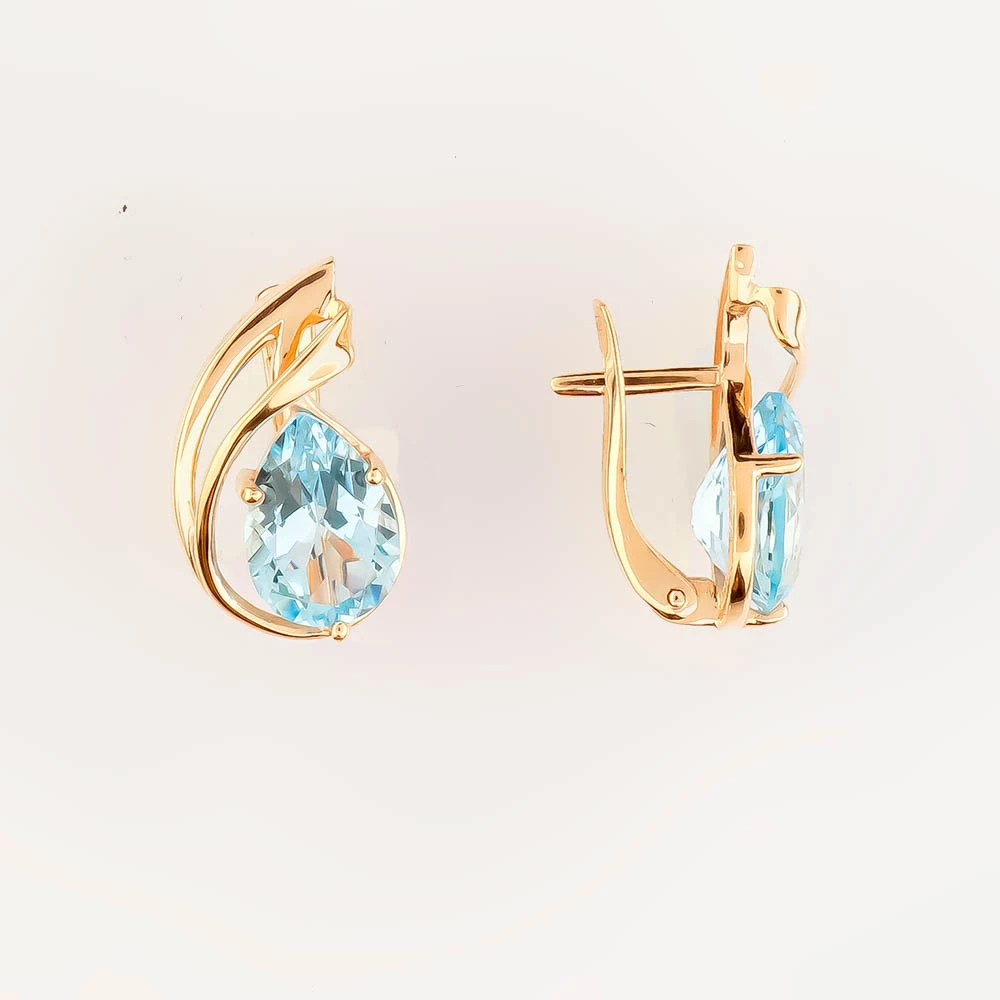 Серьги с топазом из красного золота 585 пробы