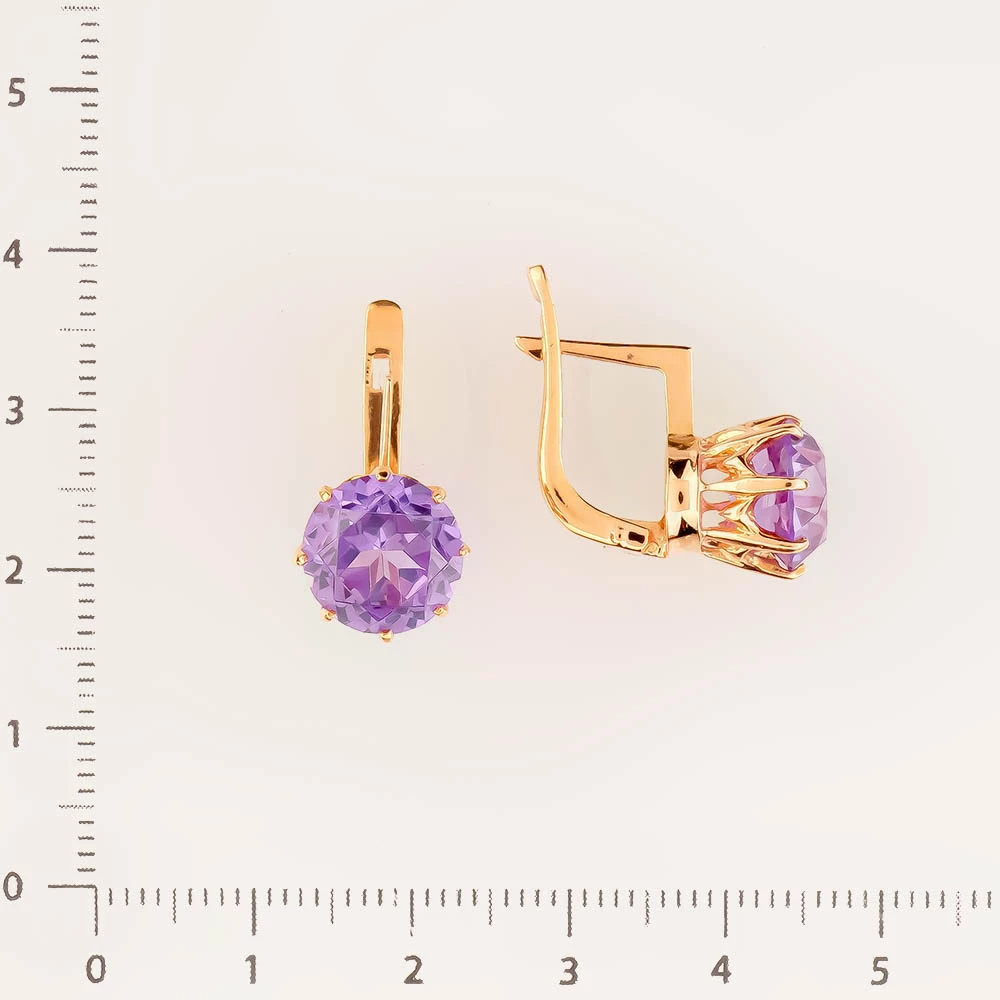 Серьги с фианитом из красного золота 583 пробы