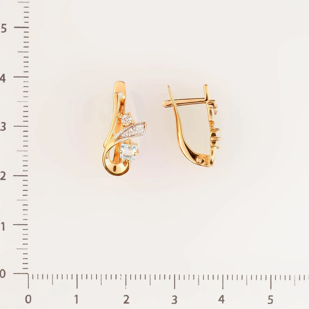 Серьги с топазом из красного золота 585 пробы