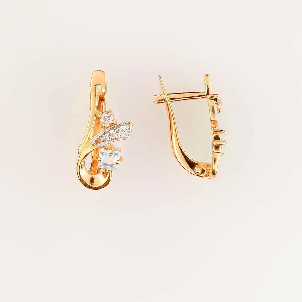 Серьги с топазом из красного золота 585 пробы