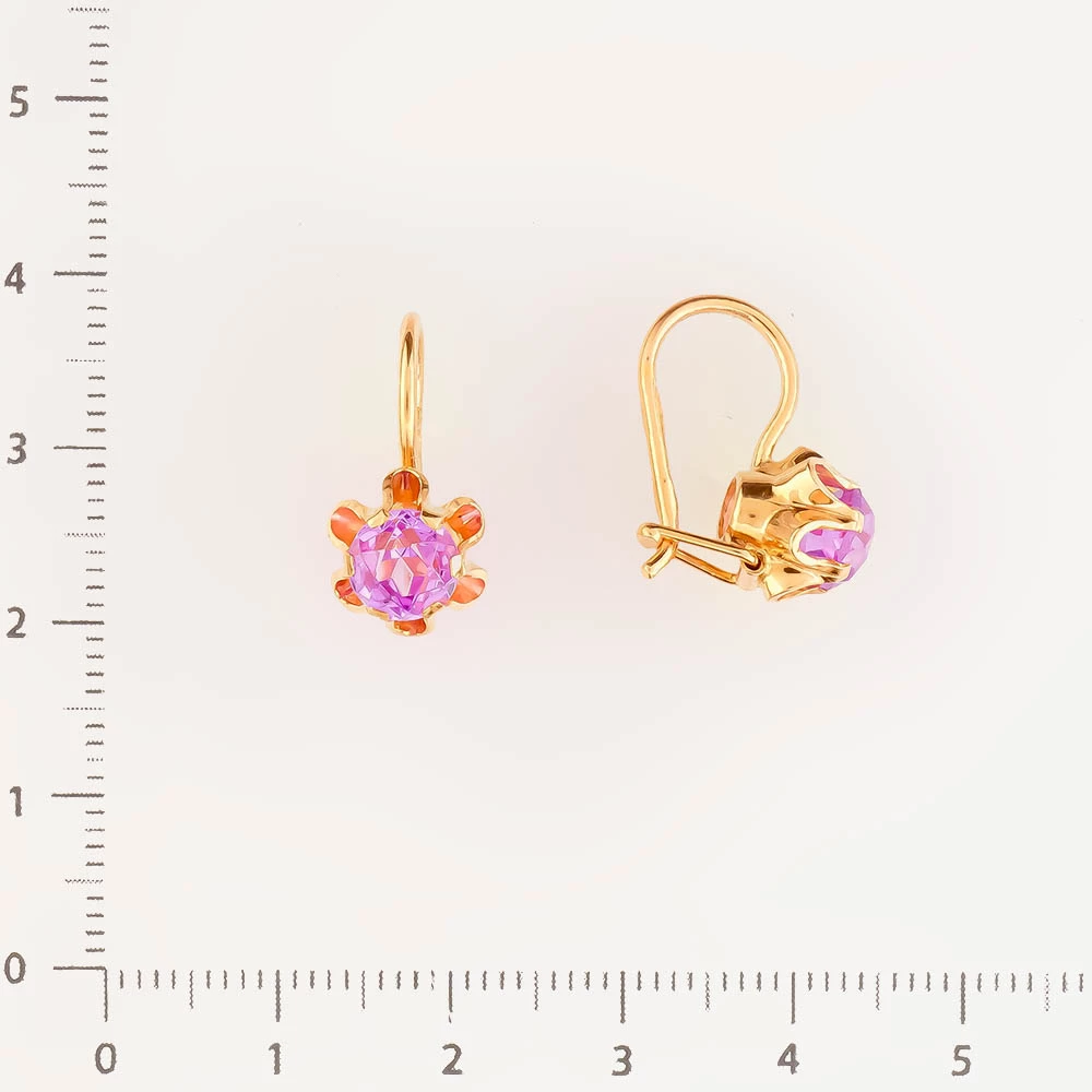 Серьги с фианитом из красного золота 583 пробы