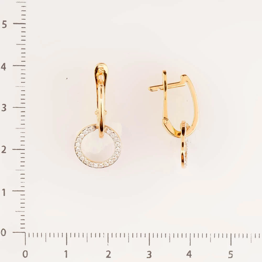 Серьги с фианитом из красного золота 585 пробы