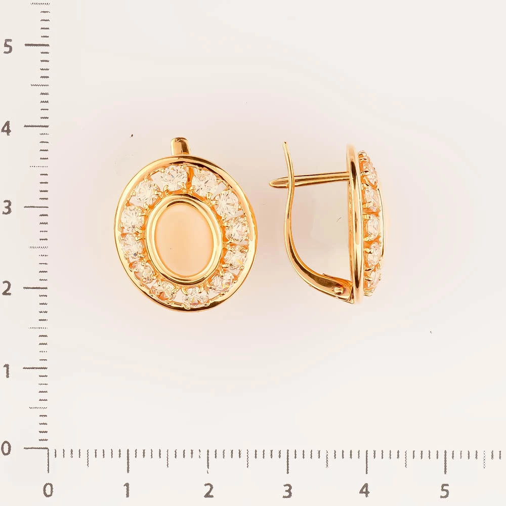 Серьги с кораллом из красного золота 585 пробы