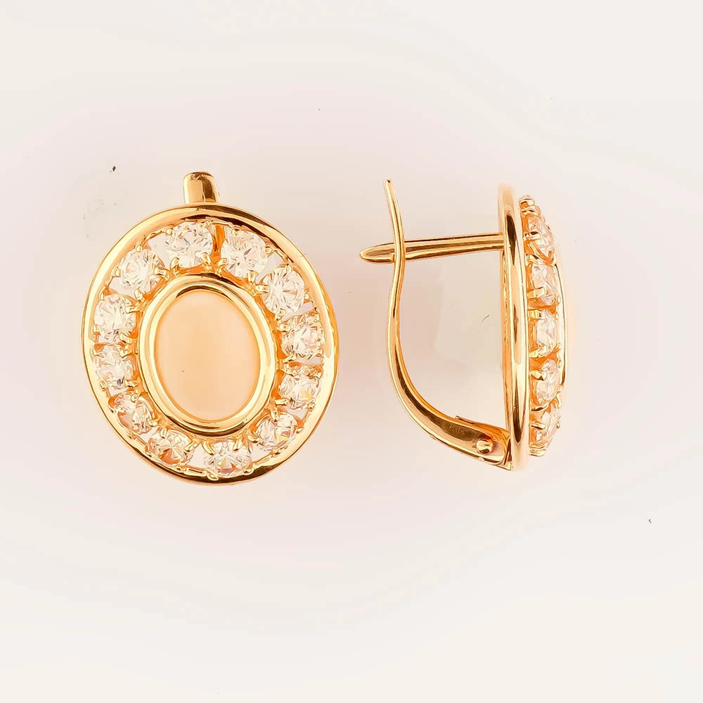 Серьги с кораллом из красного золота 585 пробы