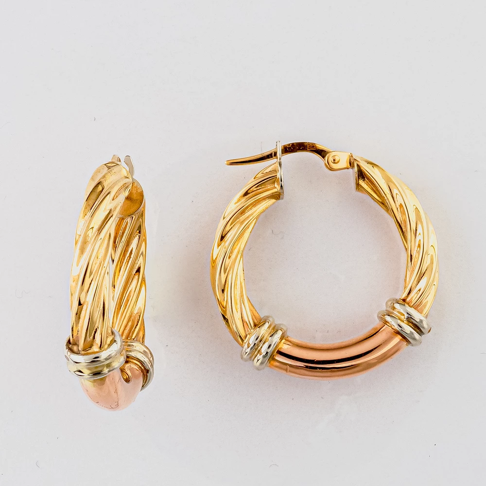 Серьги конго из желтого золота 585 пробы