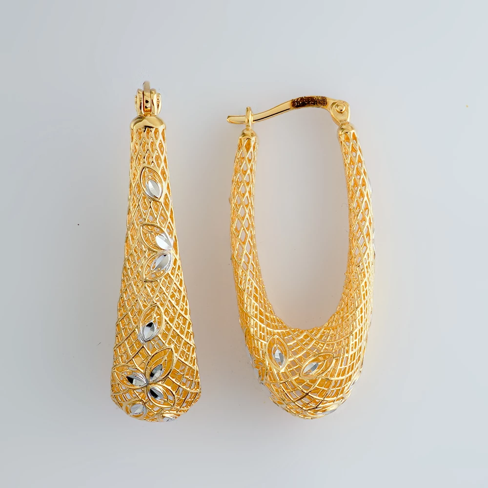 Серьги конго из желтого золота 585 пробы