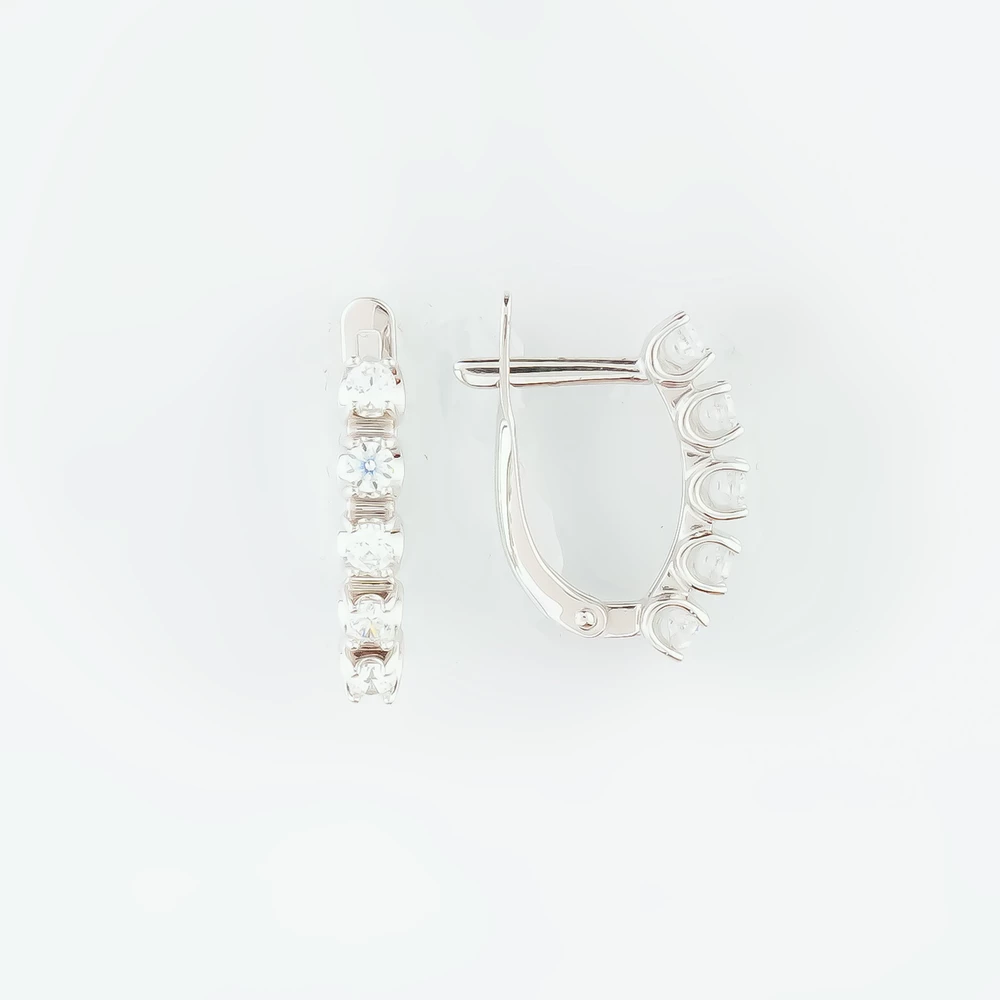 Серьги с фианитом из белого золота 585 пробы