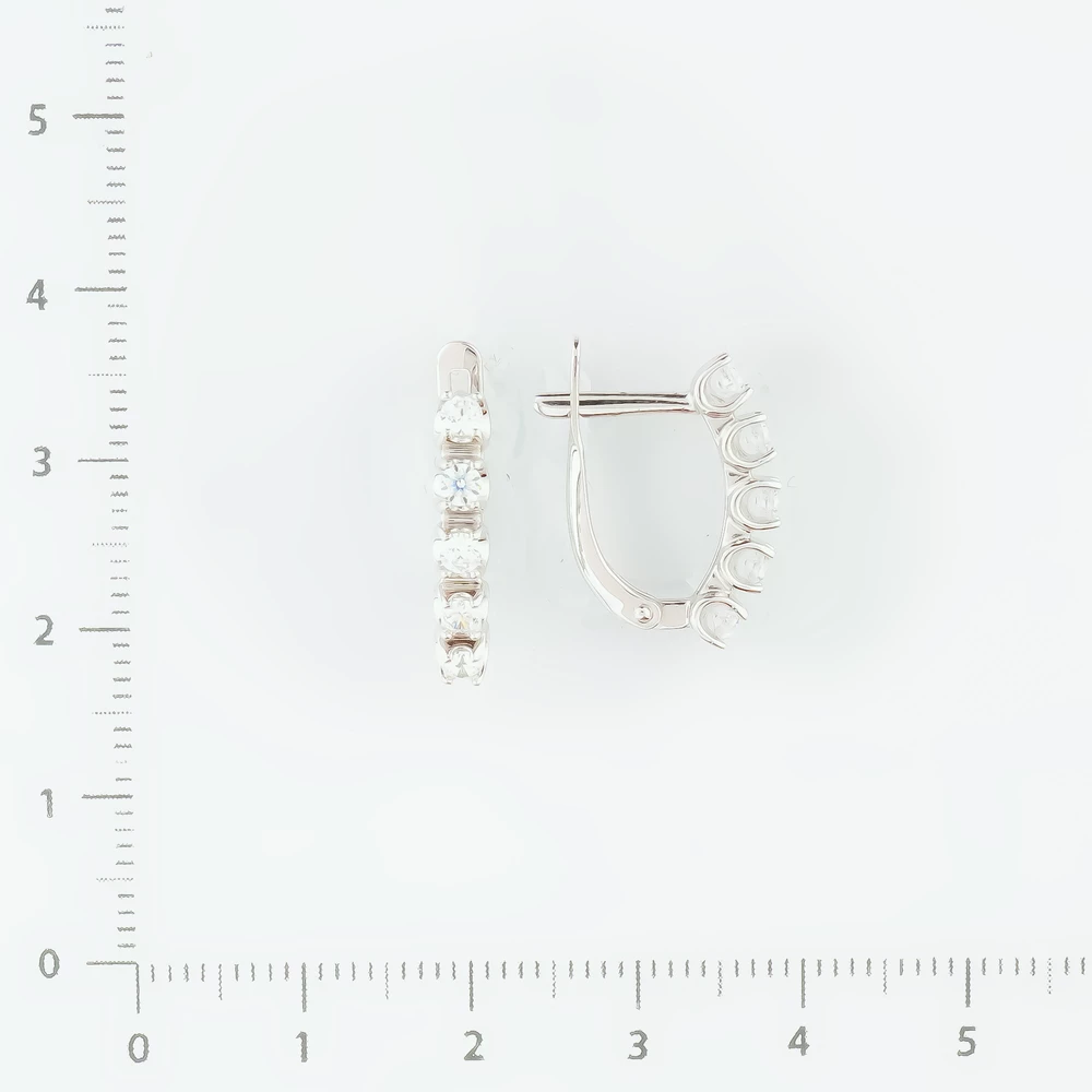 Серьги с фианитом из белого золота 585 пробы