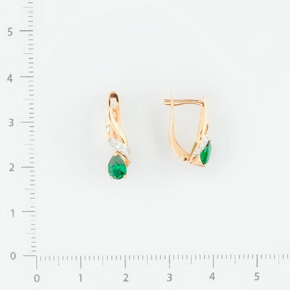 Серьги с бриллиантом из красного золота 585 пробы