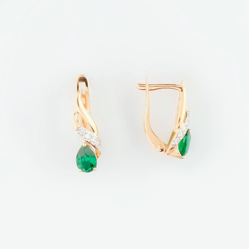 Серьги с бриллиантом из красного золота 585 пробы