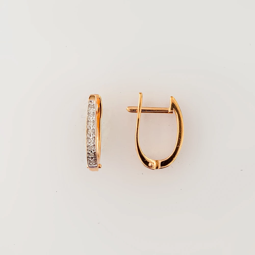 Серьги с бриллиантом из красного золота 585 пробы