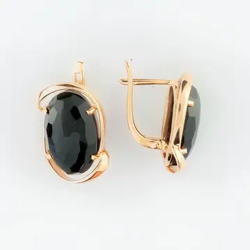 Серьги с ситаллом из красного золота 585 пробы