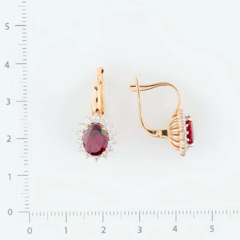 Серьги с гранатом из красного золота 585 пробы