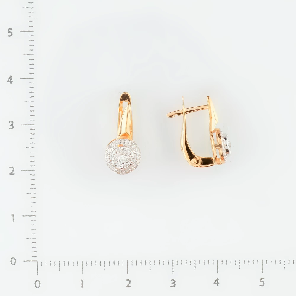 Серьги с бриллиантом из красного золота 585 пробы