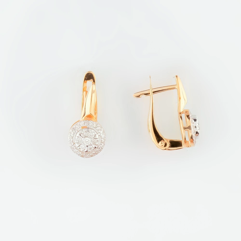 Серьги с бриллиантом из красного золота 585 пробы