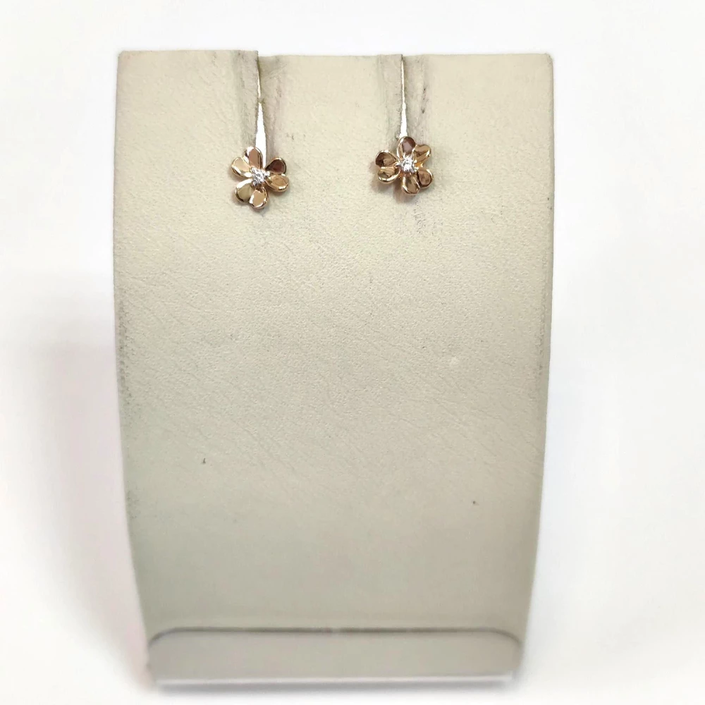 Серьги с фианитом из красного золота 585 пробы