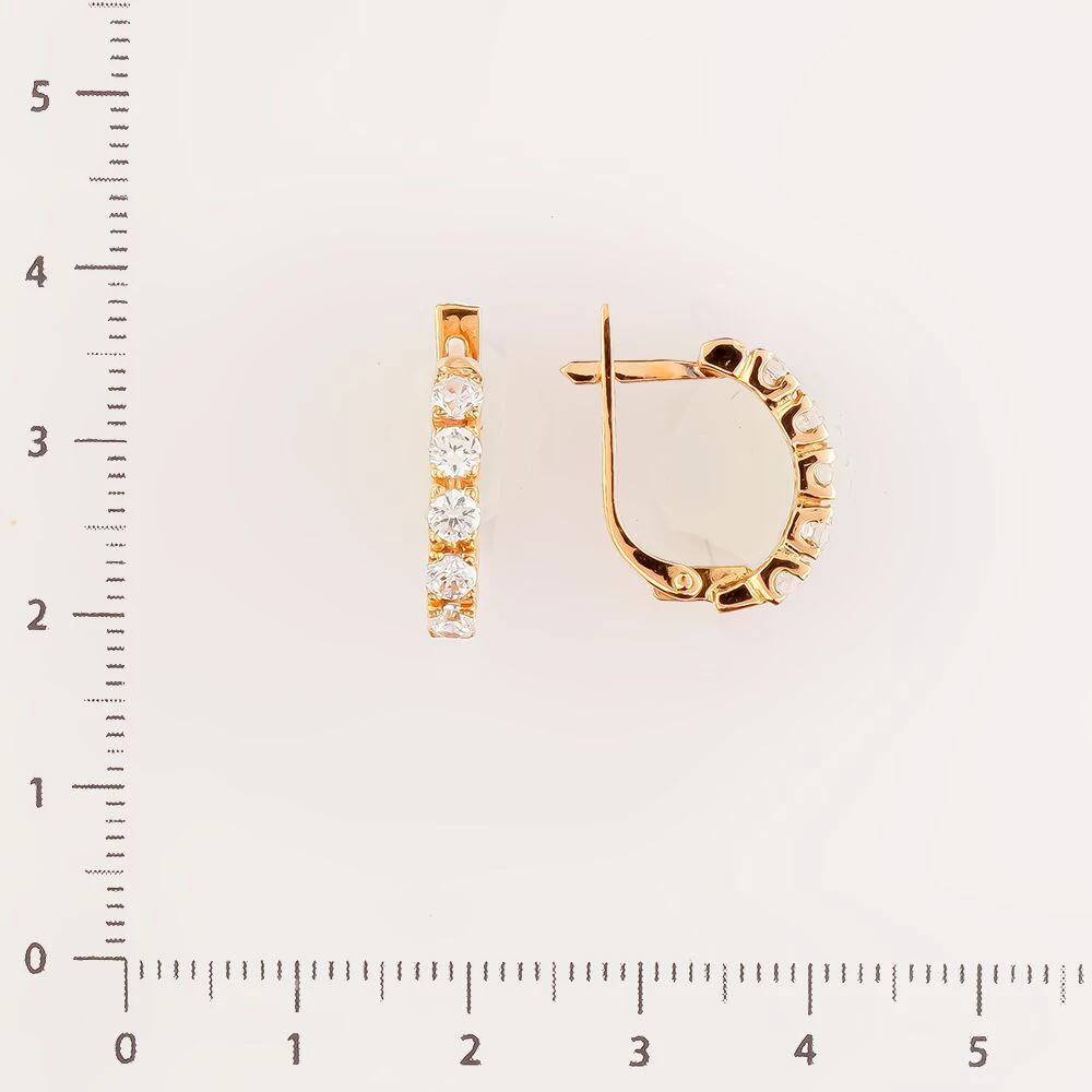 Серьги с фианитом из красного золота 585 пробы