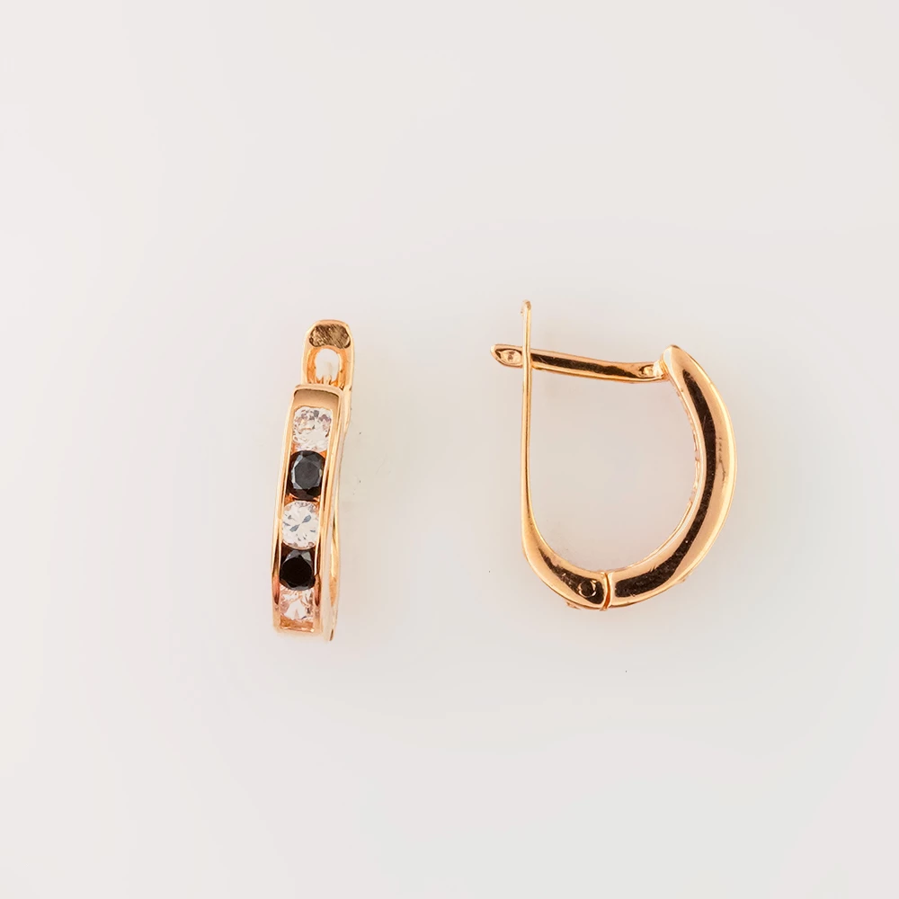 Серьги с фианитом из красного золота 585 пробы