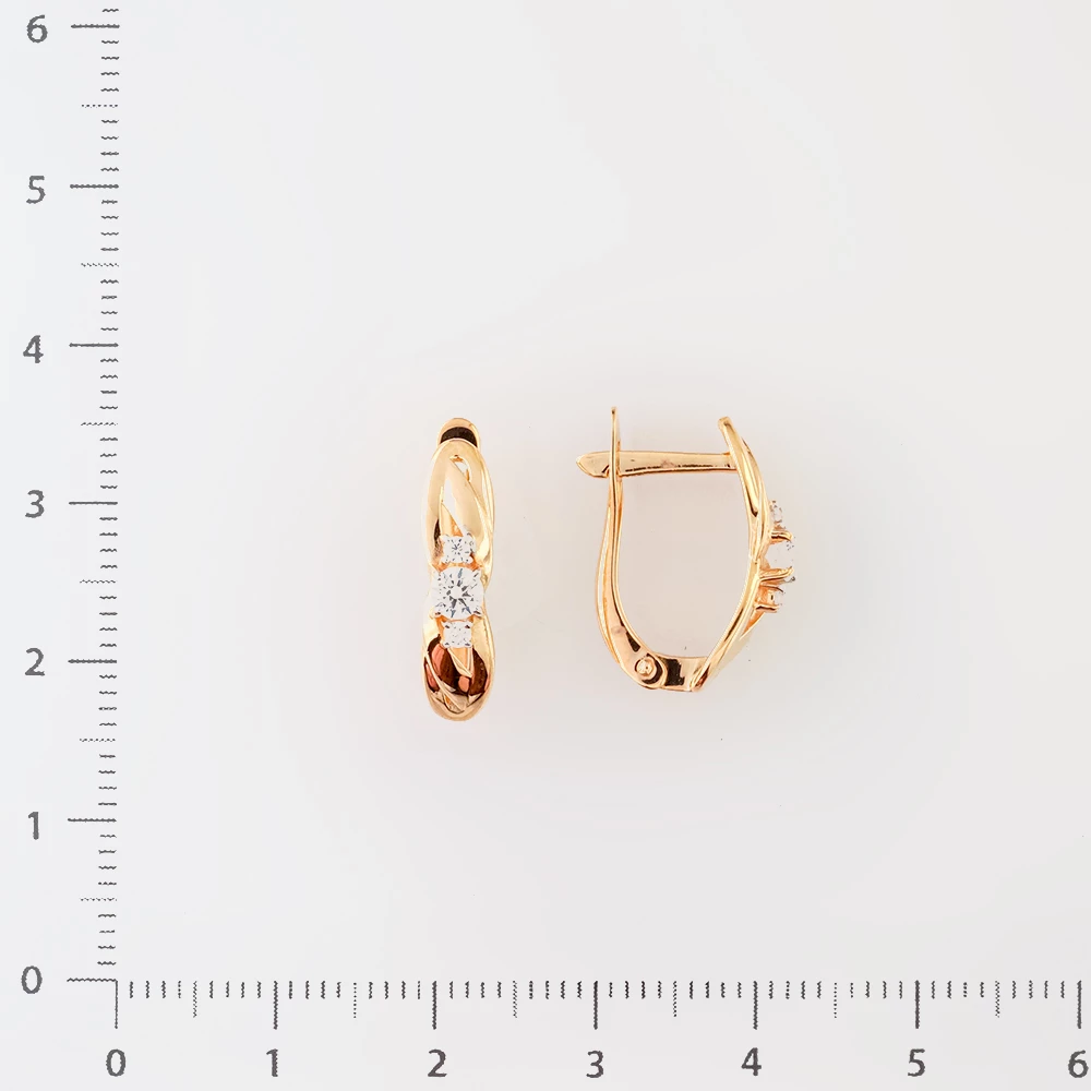 Серьги с фианитом из красного золота 585 пробы