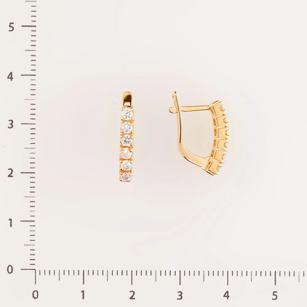 Серьги с фианитом из красного золота 585 пробы