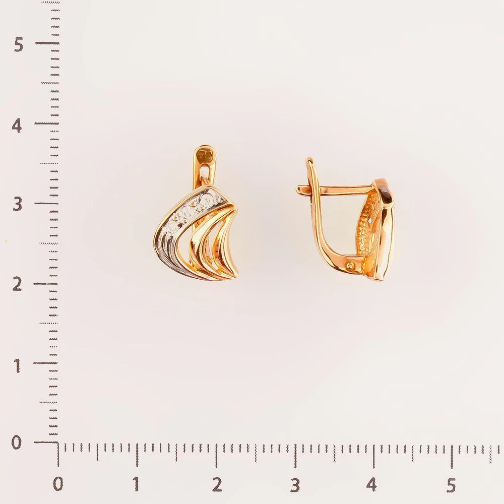 Серьги с фианитом из красного золота 585 пробы