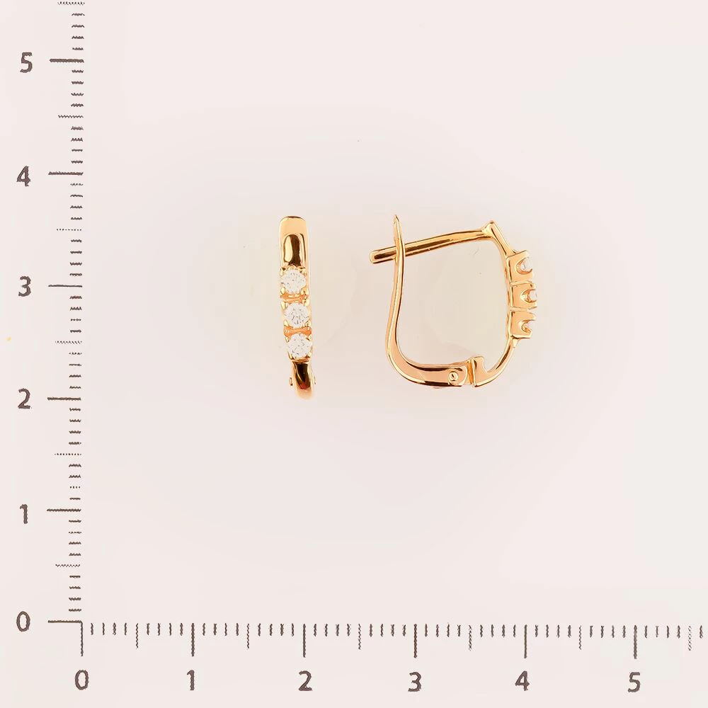 Серьги с фианитом из красного золота 585 пробы