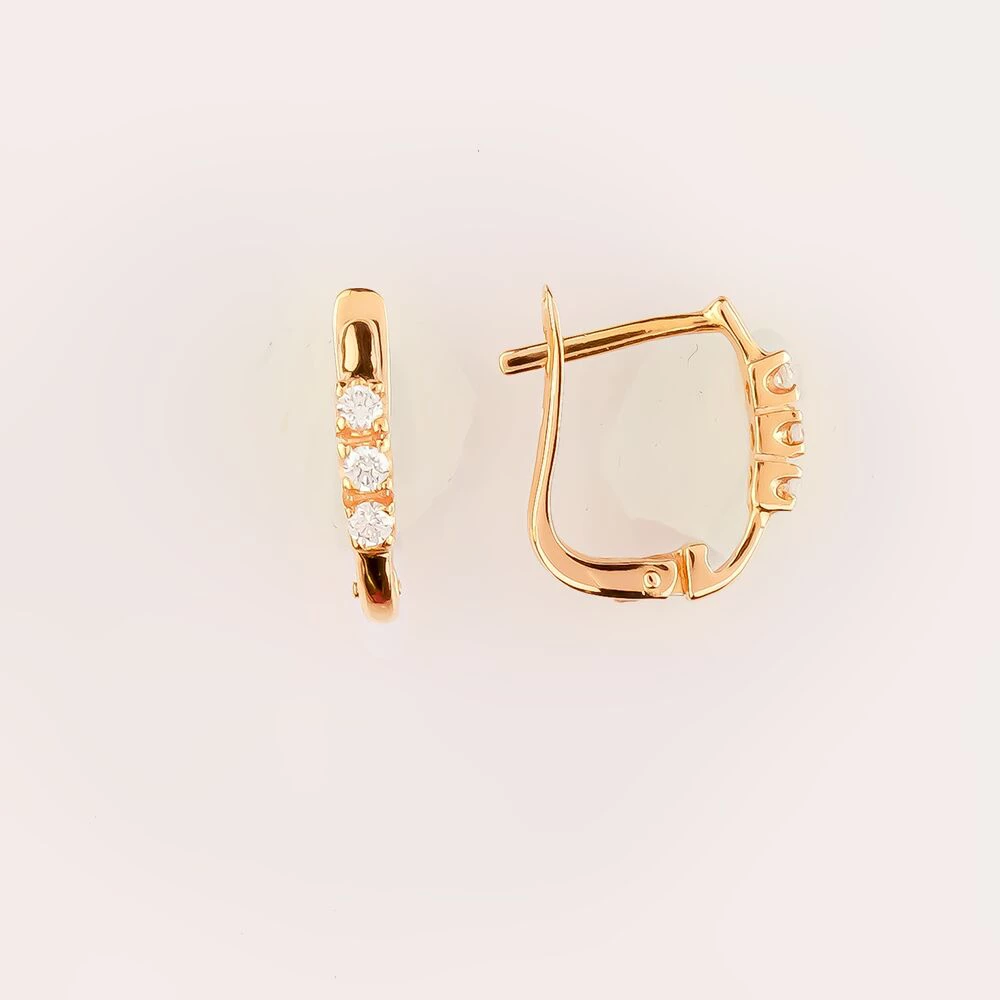 Серьги с фианитом из красного золота 585 пробы