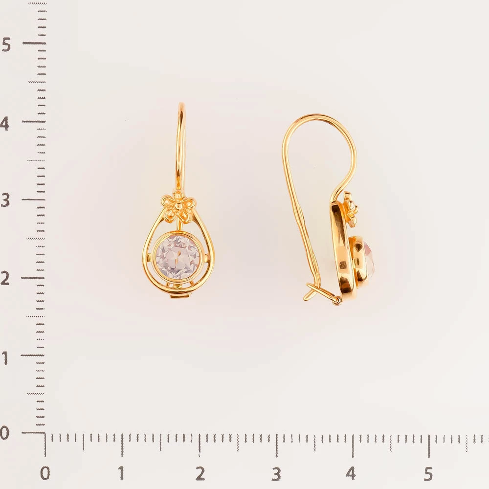 Серьги с фианитом из красного золота 583 пробы