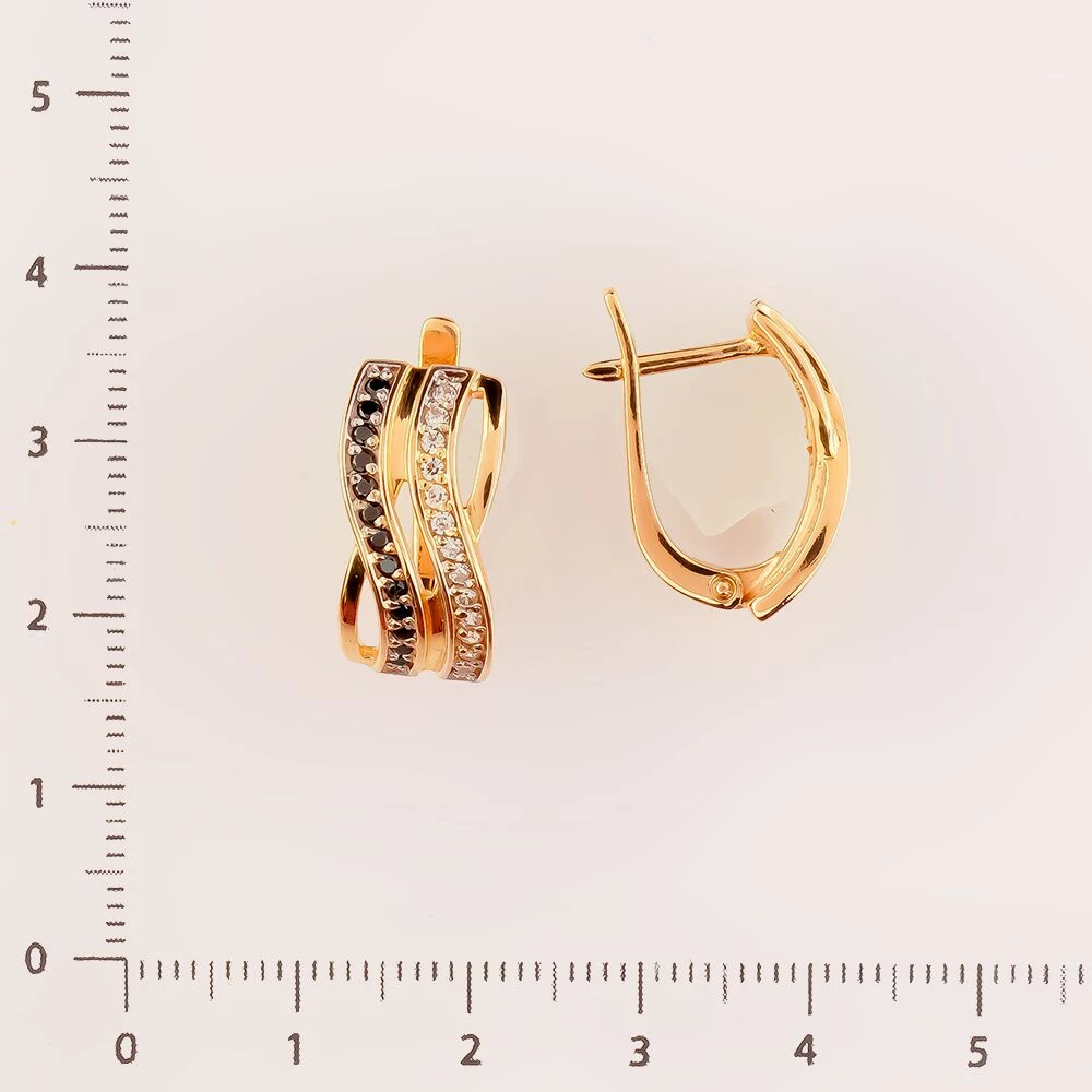 Серьги с фианитом из красного золота 585 пробы