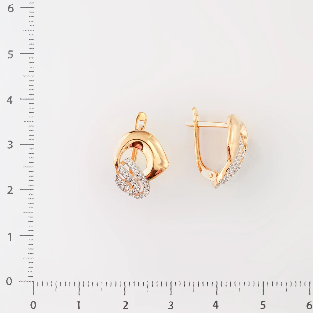 Серьги с фианитом из красного золота 585 пробы