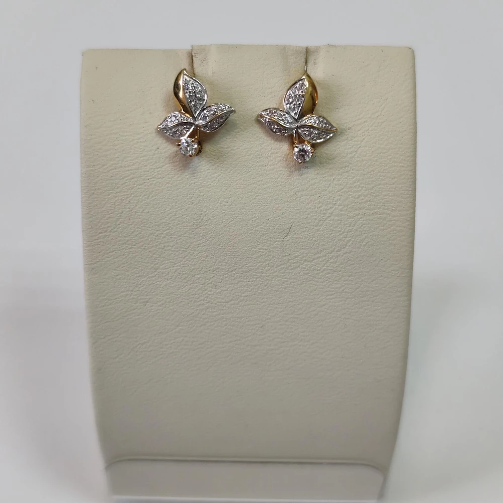 Серьги с фианитом из красного золота 375 пробы