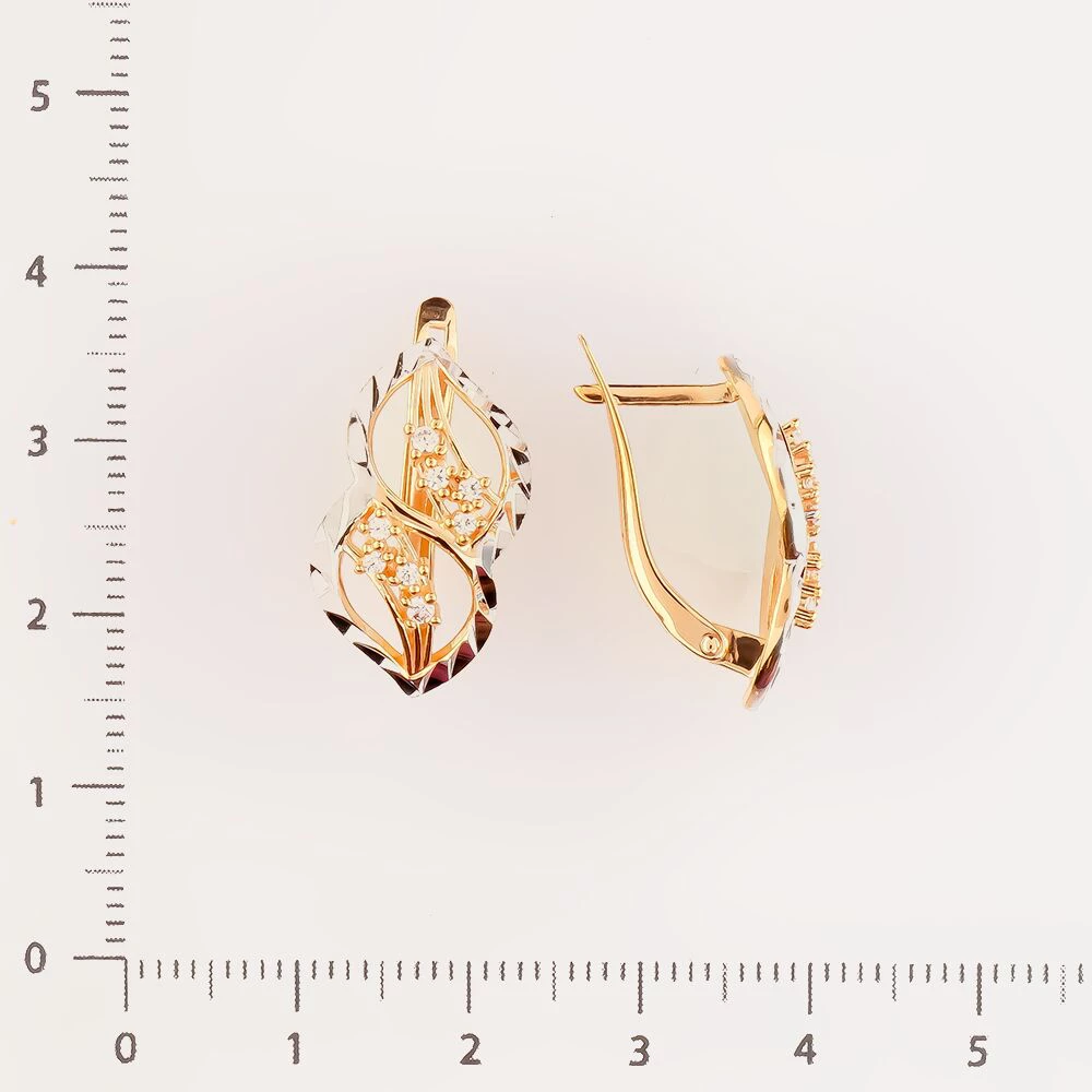 Серьги с фианитом из красного золота 585 пробы