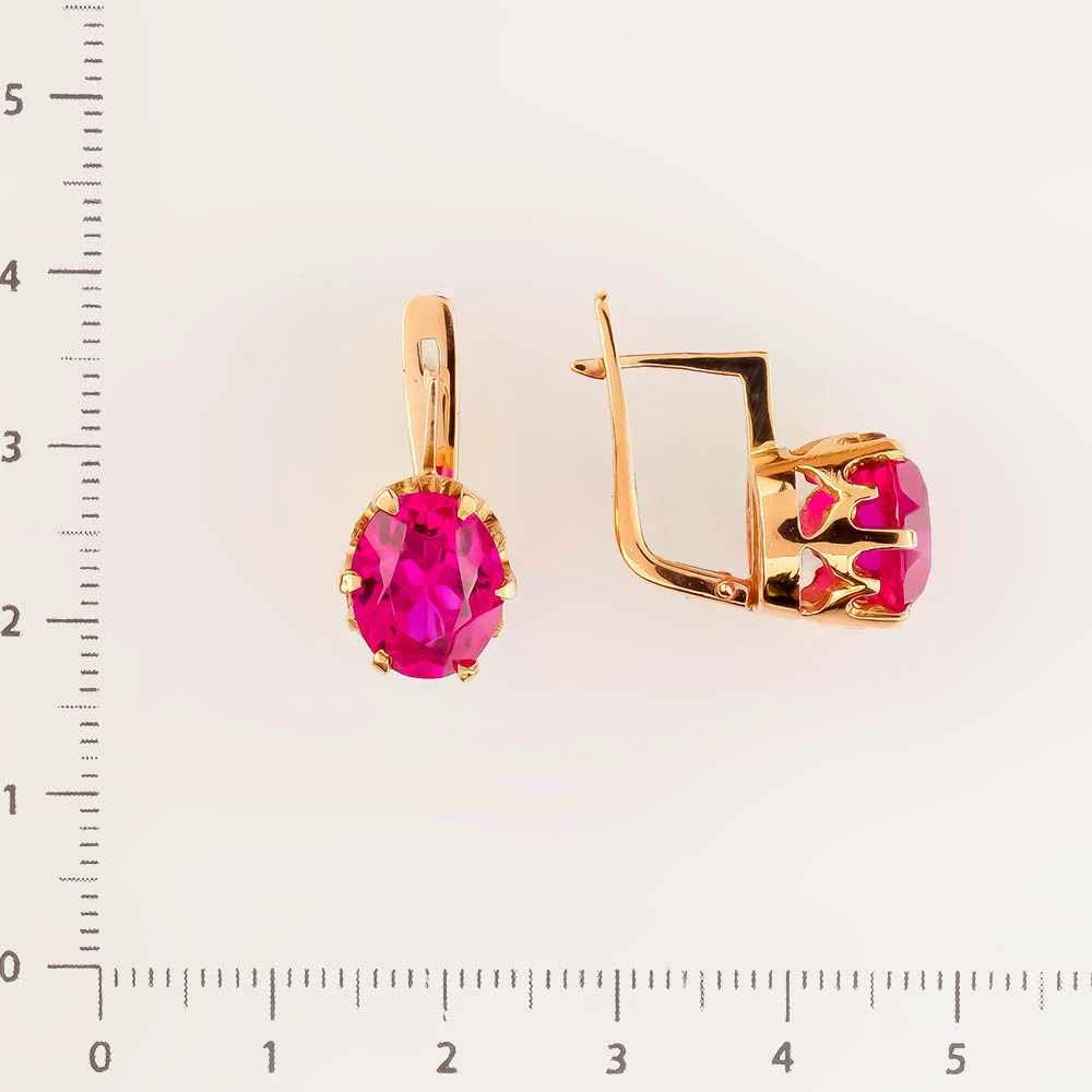 Серьги с фианитом из красного золота 583 пробы