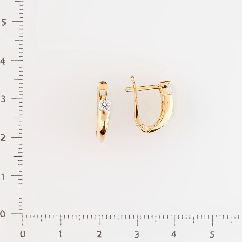 Серьги с фианитом из красного золота 585 пробы