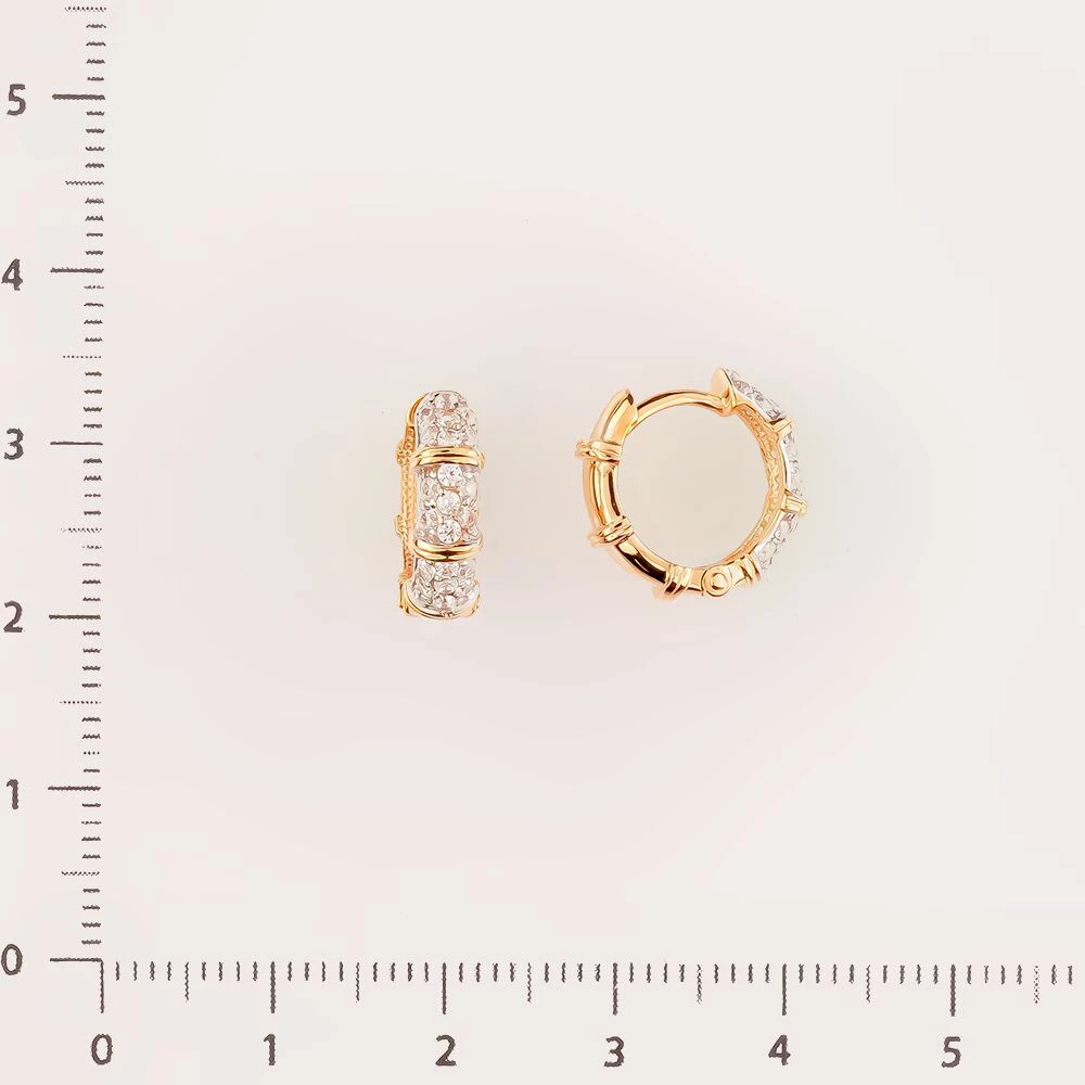 Серьги конго с фианитом из красного золота 585 пробы