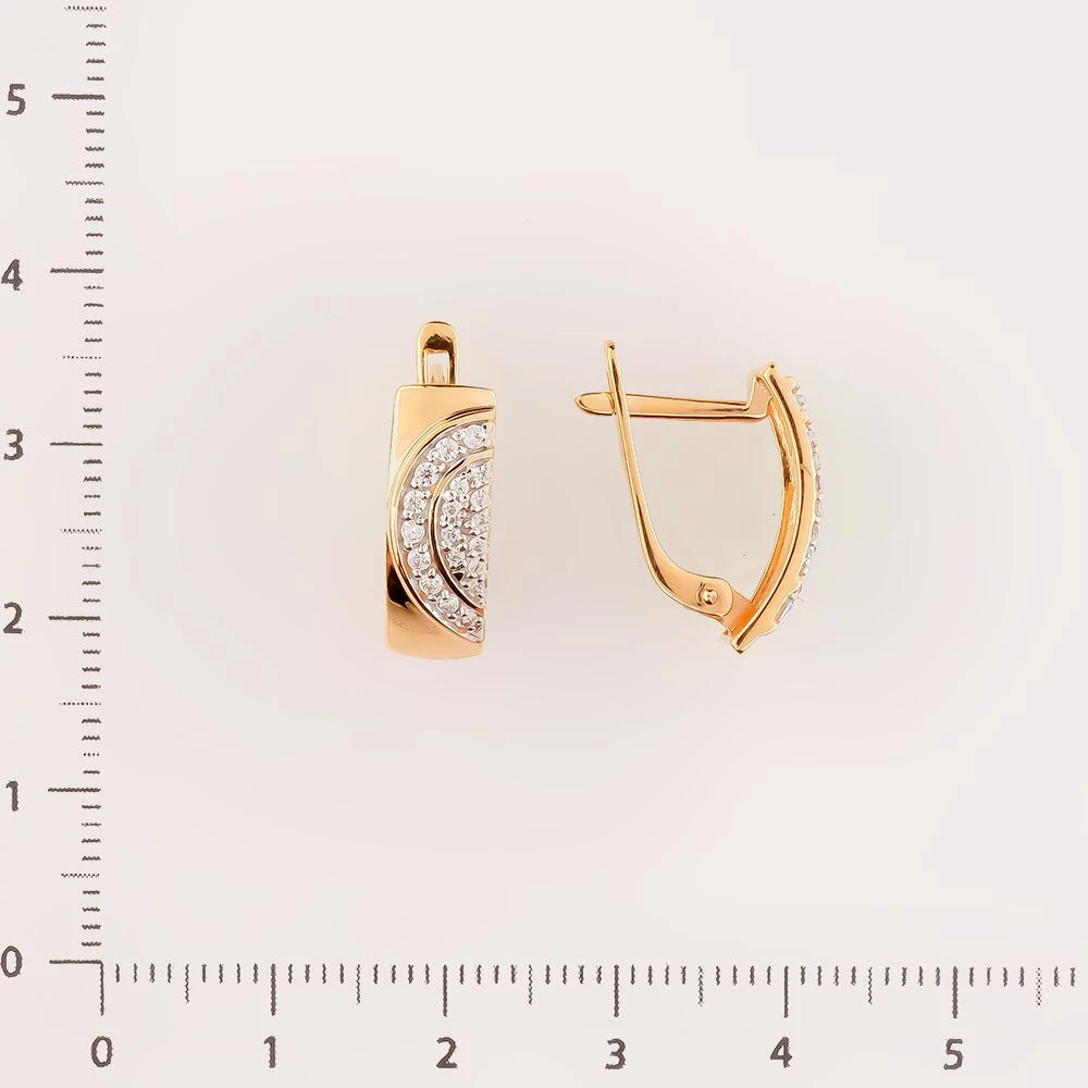 Серьги с фианитом из красного золота 585 пробы