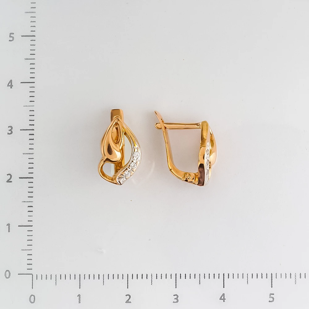 Серьги с фианитом из красного золота 585 пробы