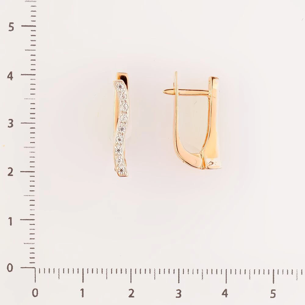 Серьги с фианитом из красного золота 585 пробы