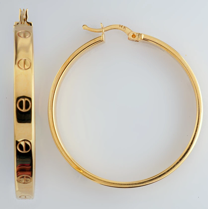 Серьги конго из желтого золота 585 пробы