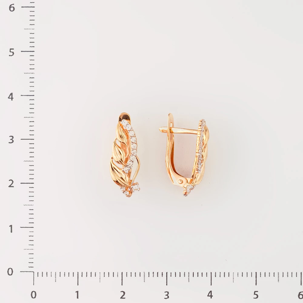 Серьги с фианитом из красного золота 585 пробы