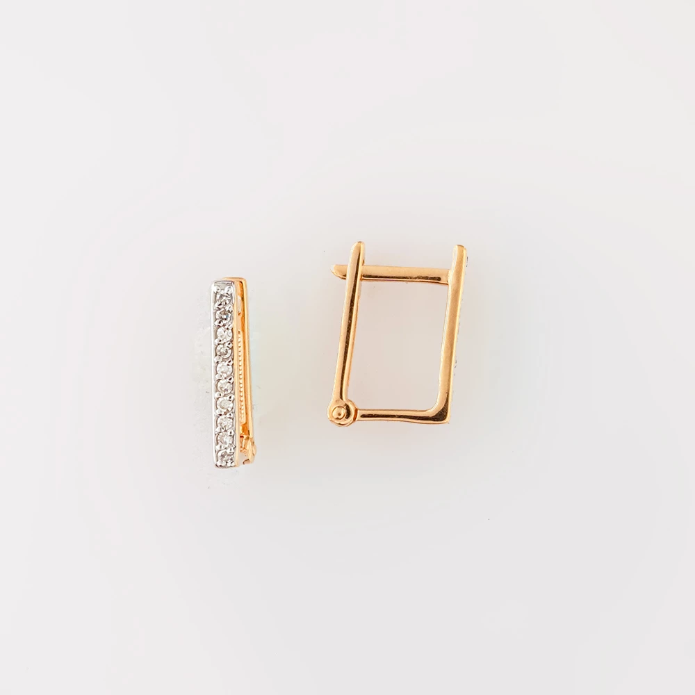 Серьги с бриллиантом из красного золота 585 пробы