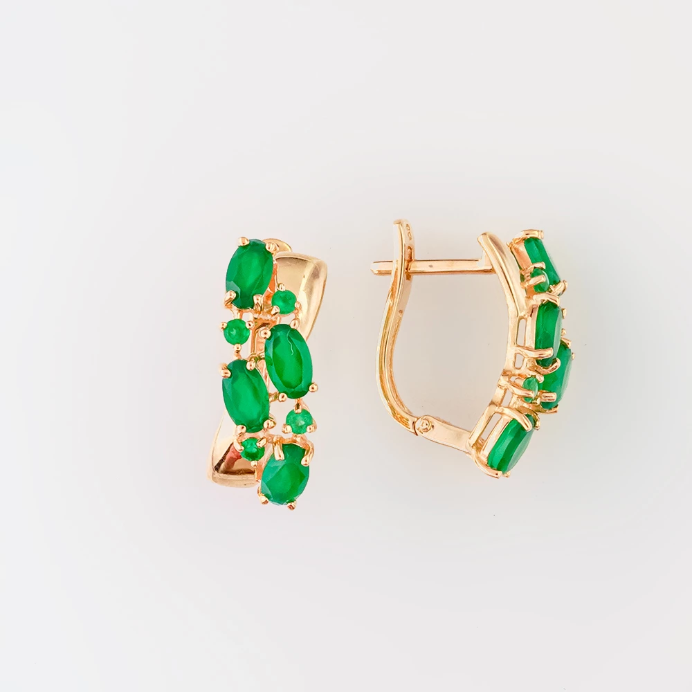 Серьги с агатом из красного золота 585 пробы