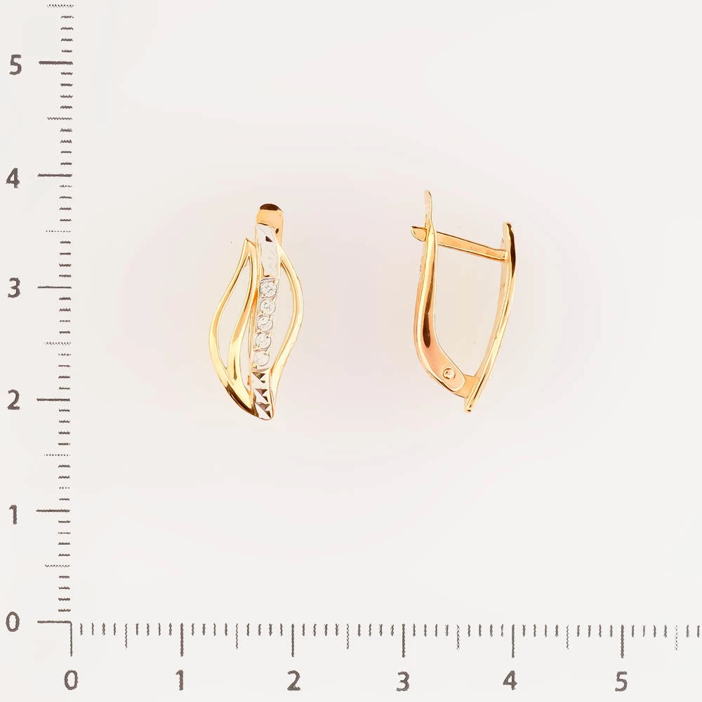 Серьги с фианитом из красного золота 585 пробы