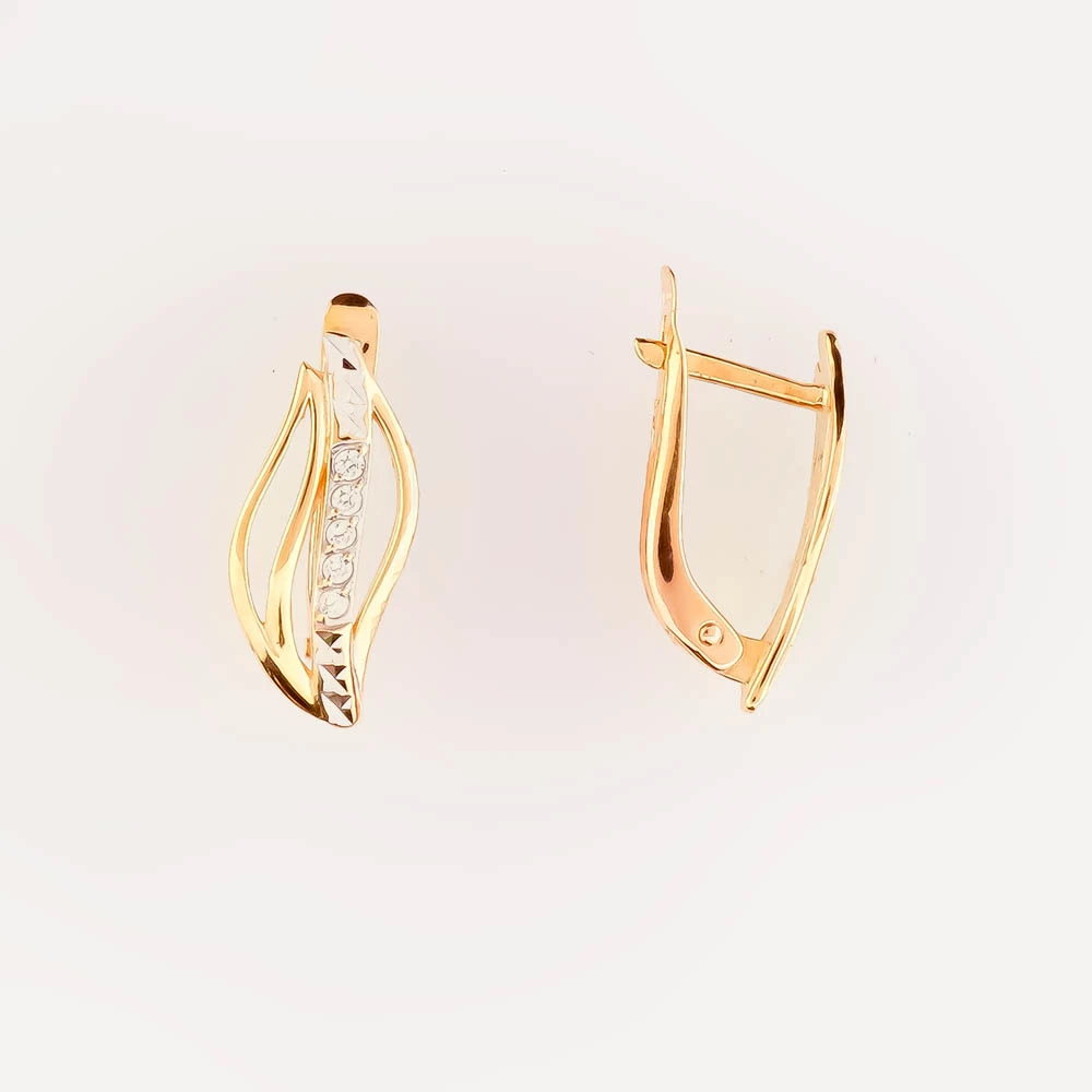 Серьги с фианитом из красного золота 585 пробы