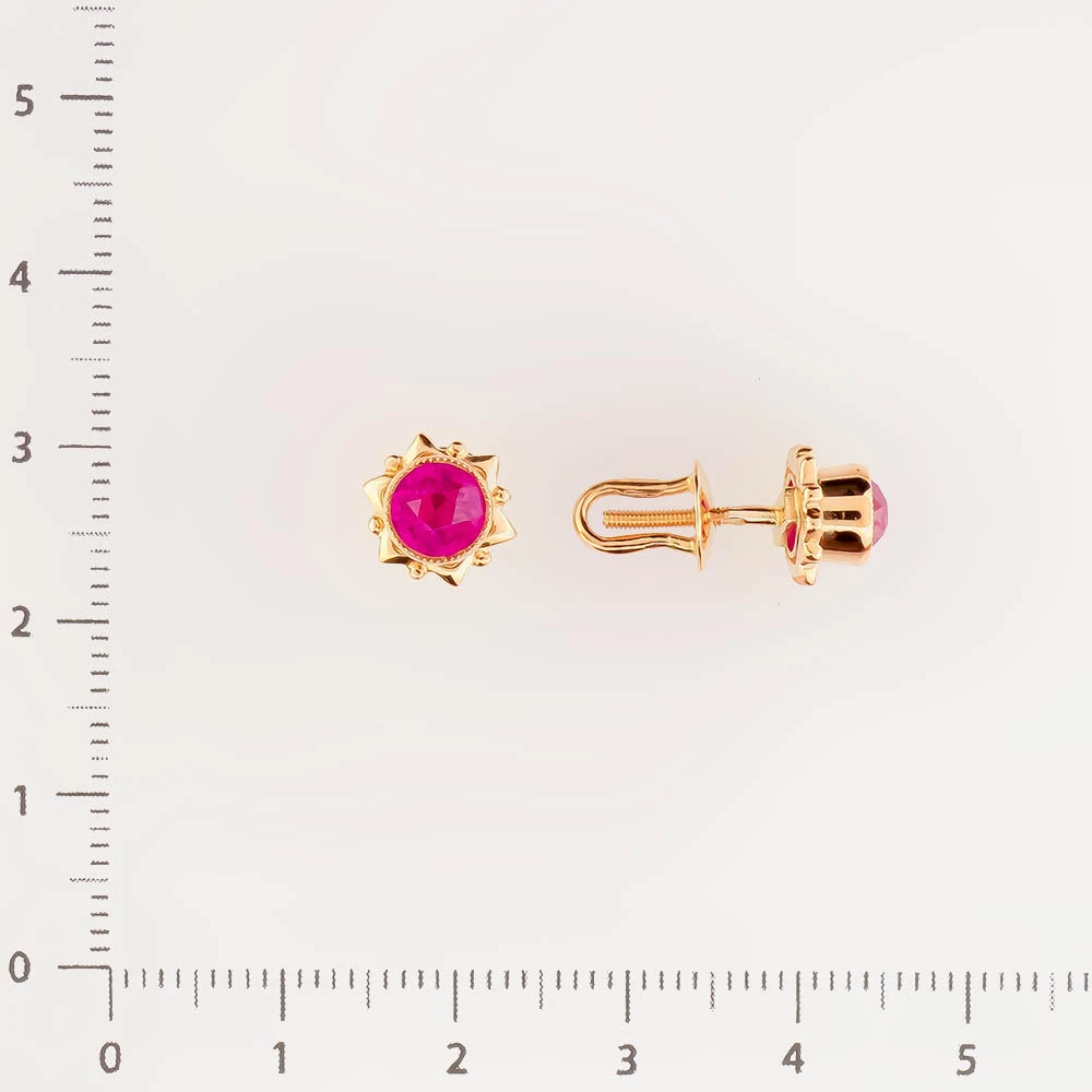 Серьги с фианитом из красного золота 583 пробы