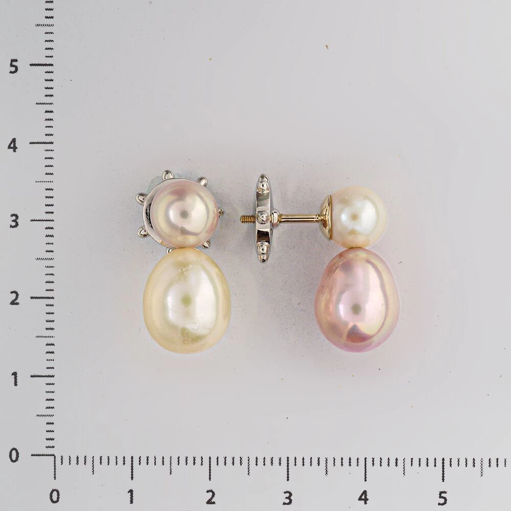 Серьги с культивированным жемчугом из белого золота 585 пробы