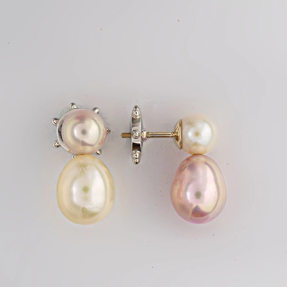 Серьги с культивированным жемчугом из белого золота 585 пробы