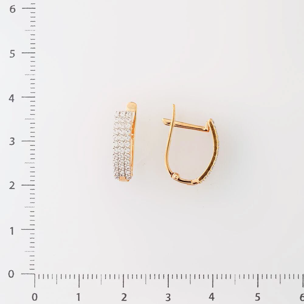 Серьги с фианитом из красного золота 585 пробы